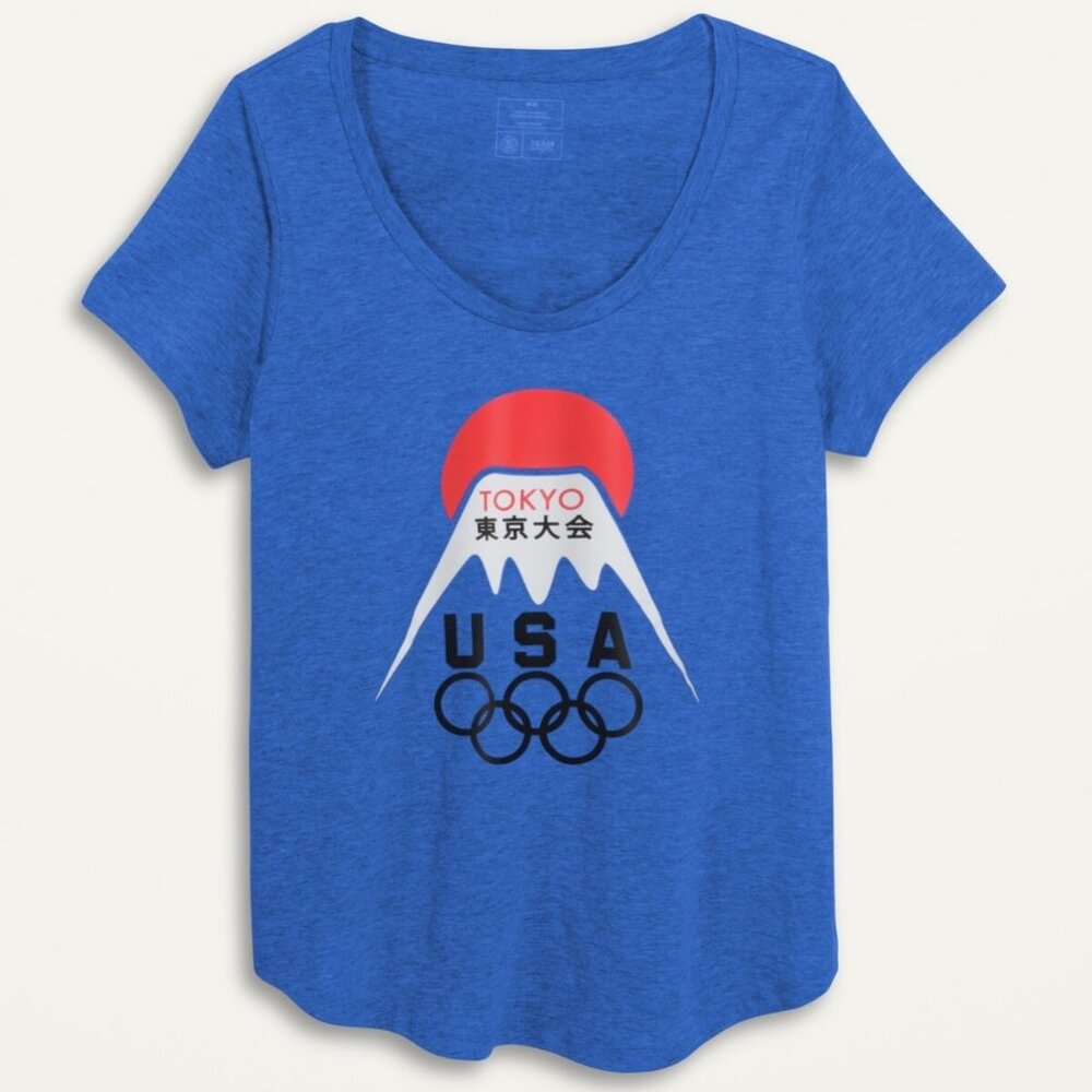 Team Apparel Tokyo Olympics USA Blue Short Sleeve Women's Tee Shirt EUC M